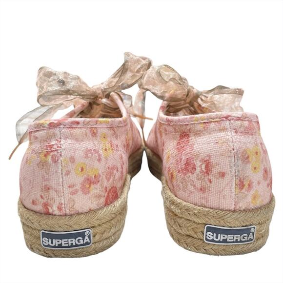 SUPERGA x LOVESHACKFANCY 2730 Espadrille Sneakers in Floral Tokyo Pink Size 8.5 - Picture 6 of 12